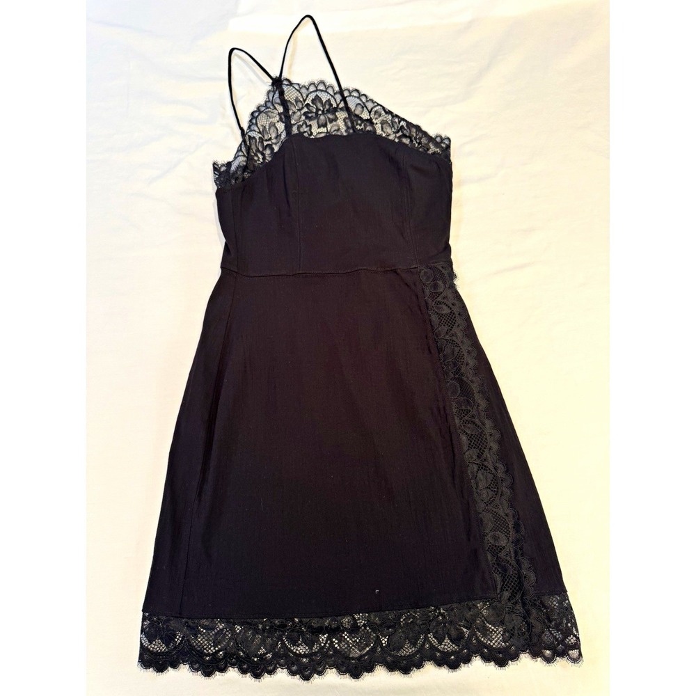 Free People "Premonitions" Lace Bodycon Mini Dress Women's Sz S Black NWT